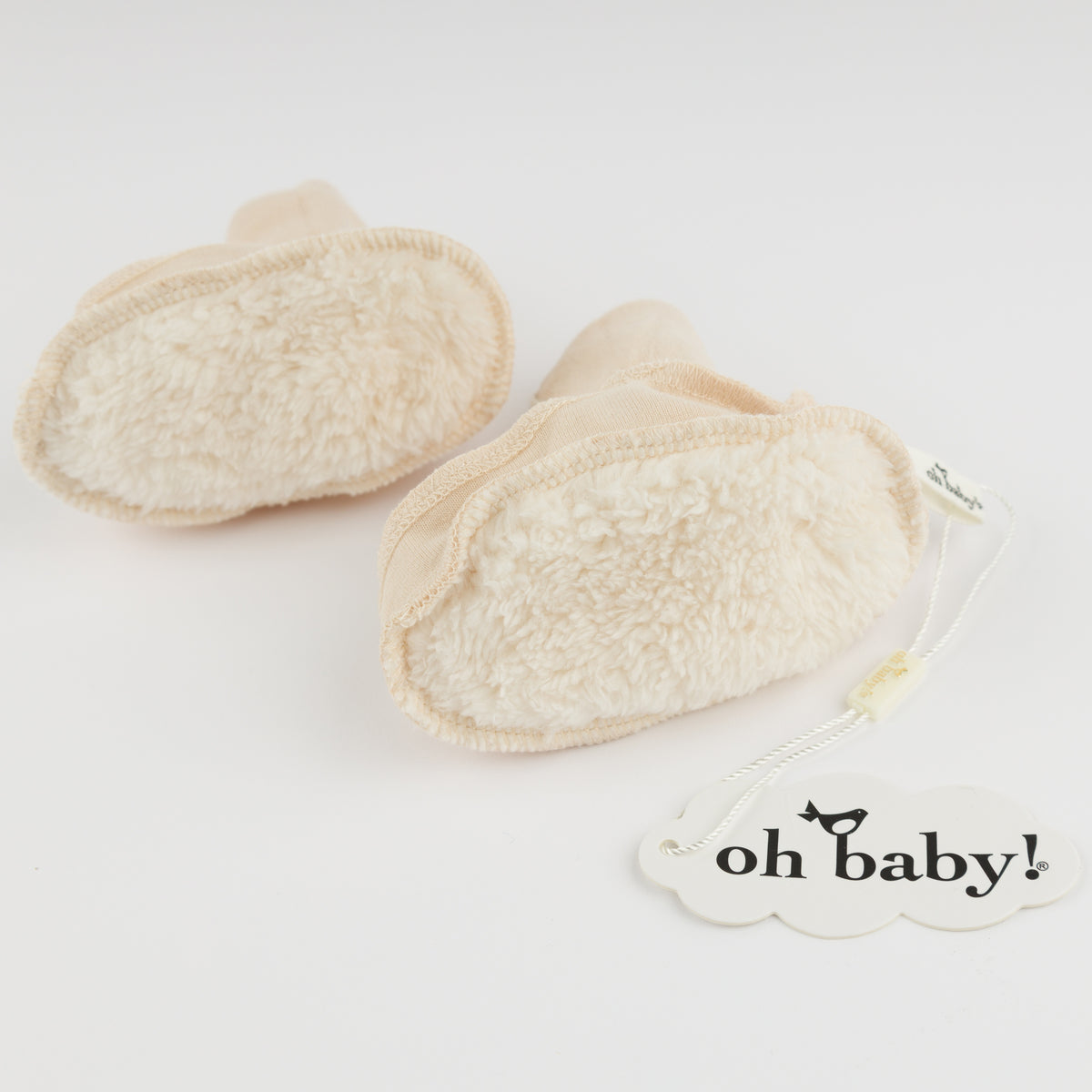 oh baby! Cotton Baby Rib Snowdrift Booties - Shortbread - oh baby!
