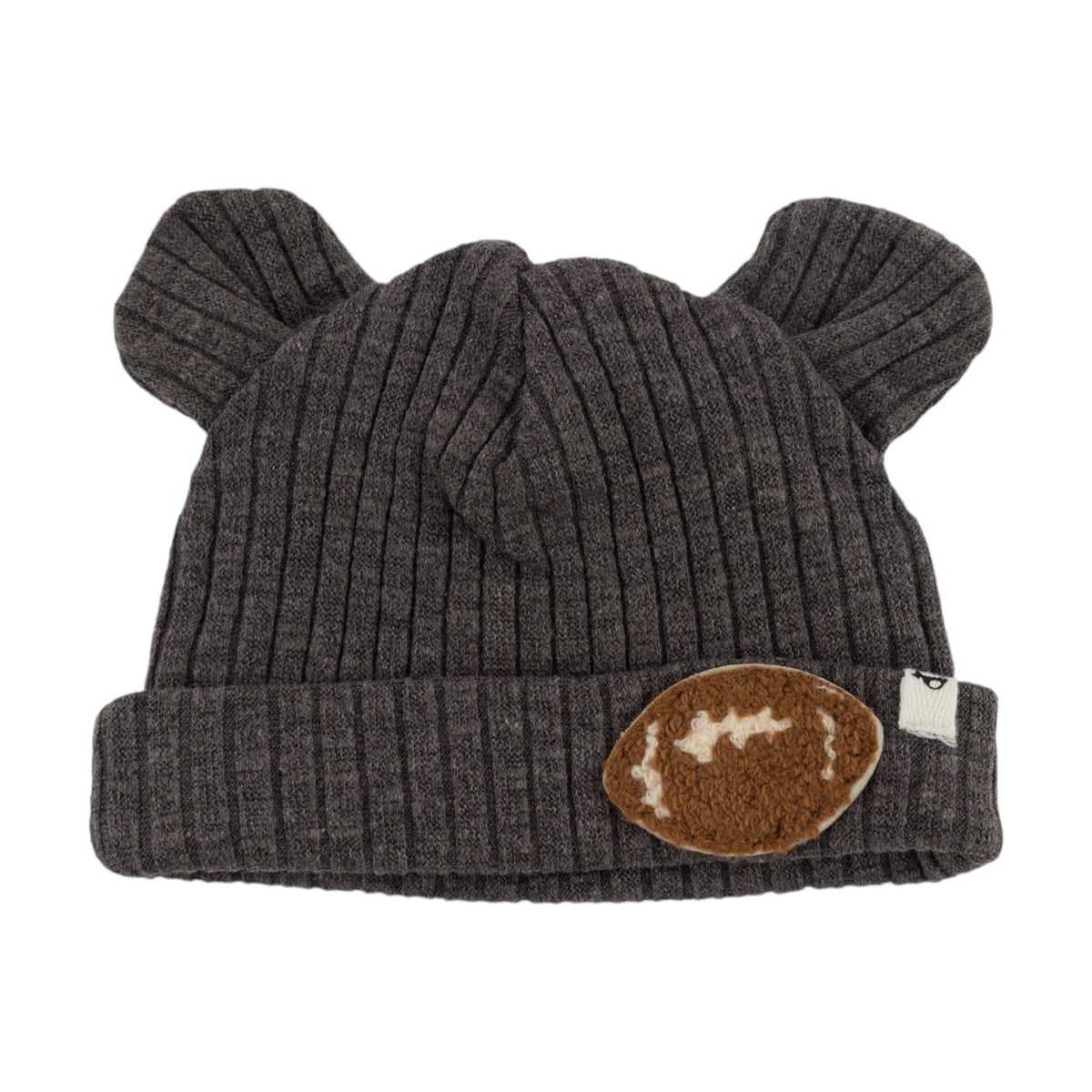 oh baby! Bear Ear Hat - Football Chenille Patch - Charcoal