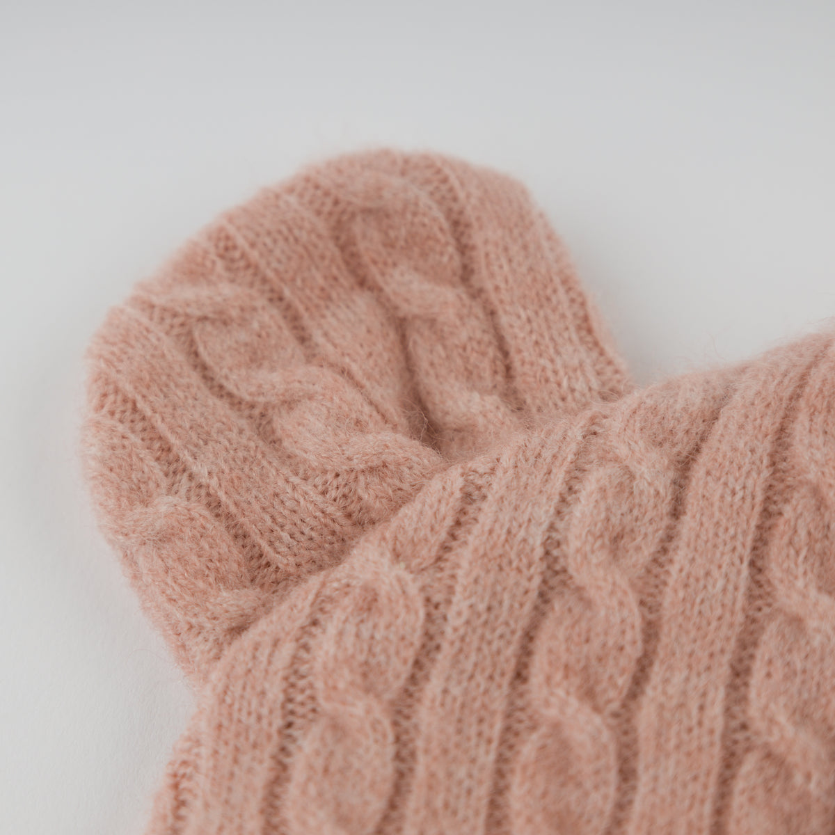 oh baby! Cable Knit Bear Ear Hat - Pale Pink - Ear