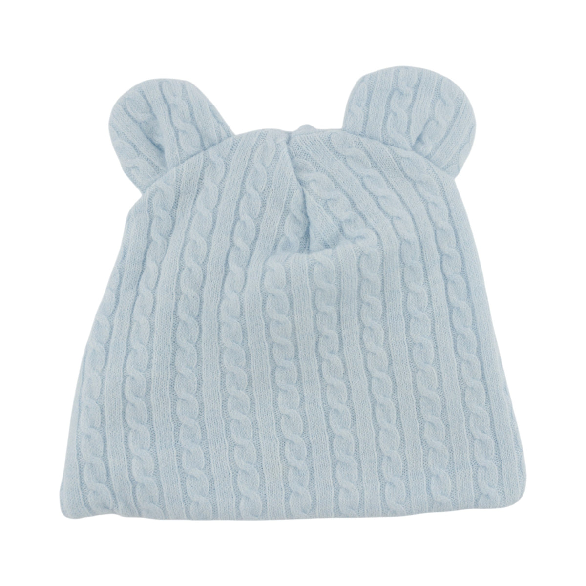 oh baby! Cable Knit Bear Ear Hat - Sky Blue - Back