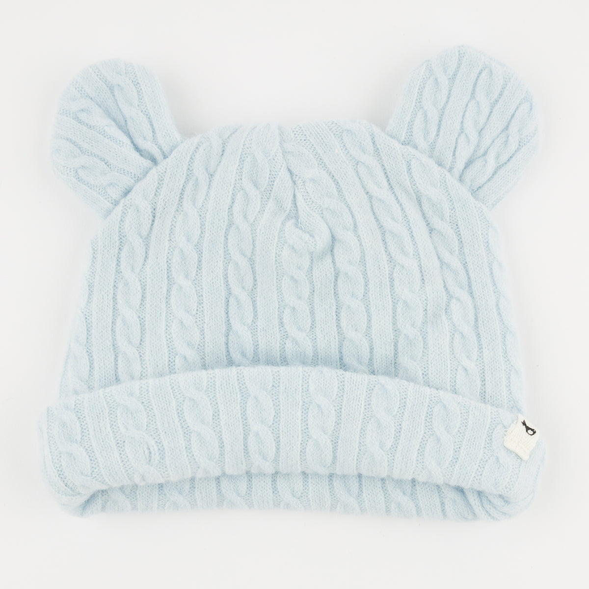 oh baby! Cable Knit Bear Ear Hat - Sky Blue