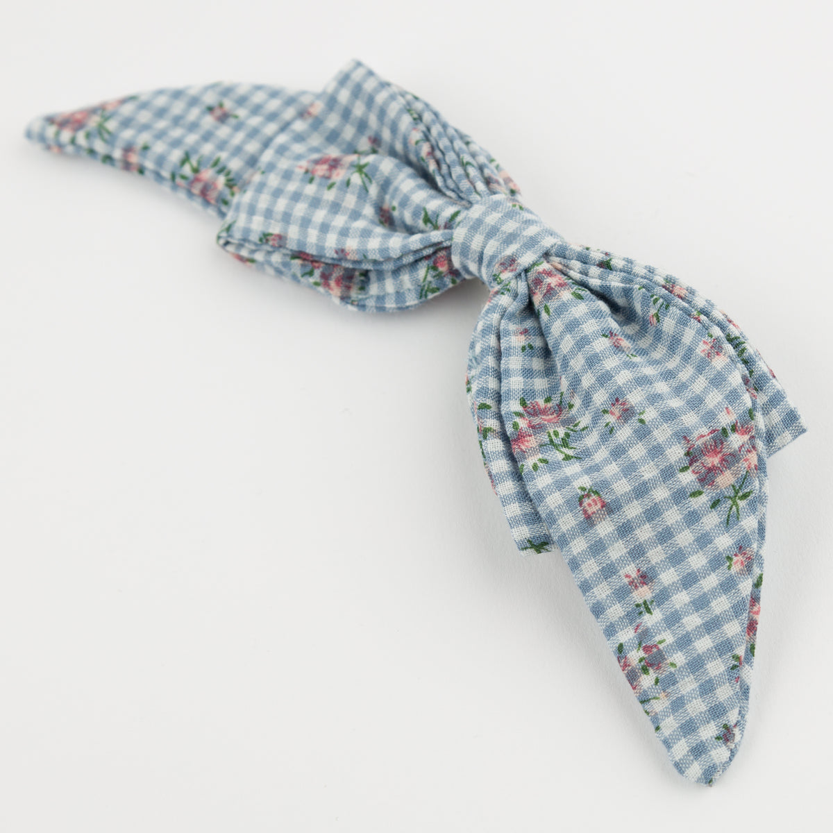 oh baby! Scarlett Bow on Clip - Dahlia Floral Print - Denim - Alt View
