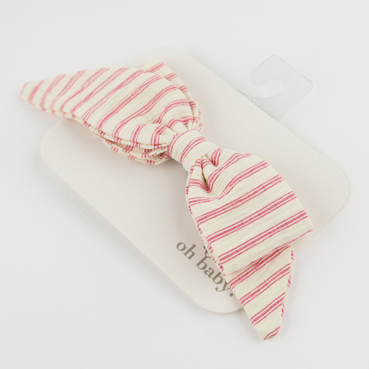 oh baby! Scarlett Bow on Clip - Stripes - Red Cherry - Flat Lay