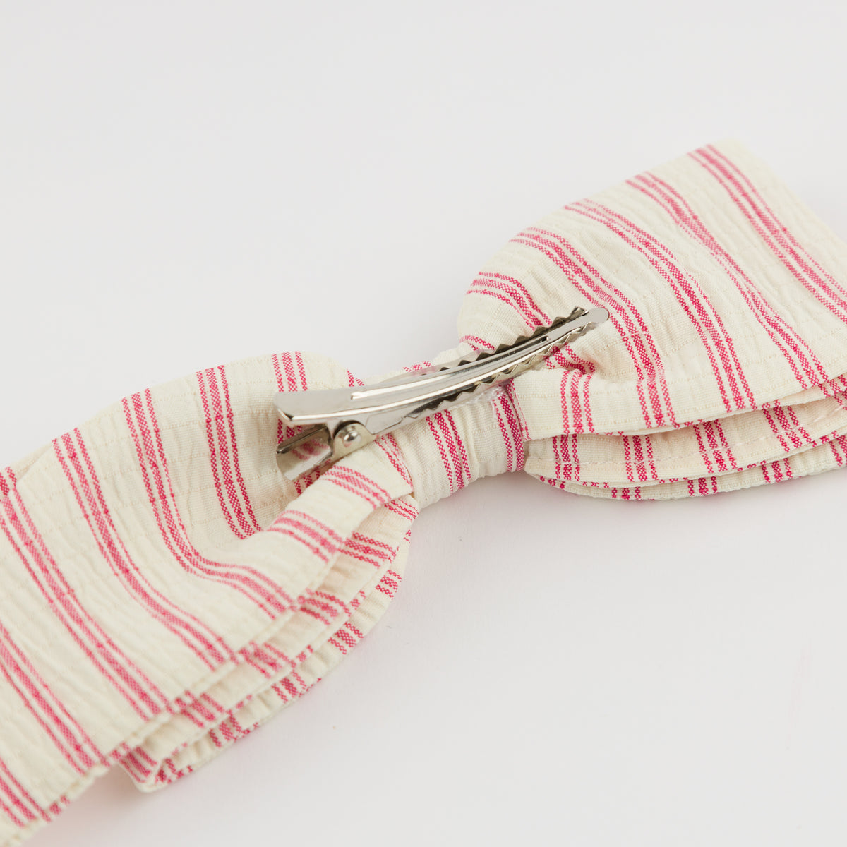 oh baby! Scarlett Bow on Clip - Stripes - Red Cherry - Pinch Clip