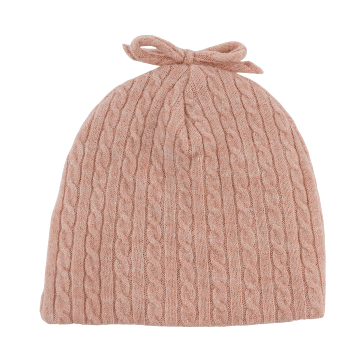 oh baby! Cable Knit Hat with Bow - Pale Pink - Back