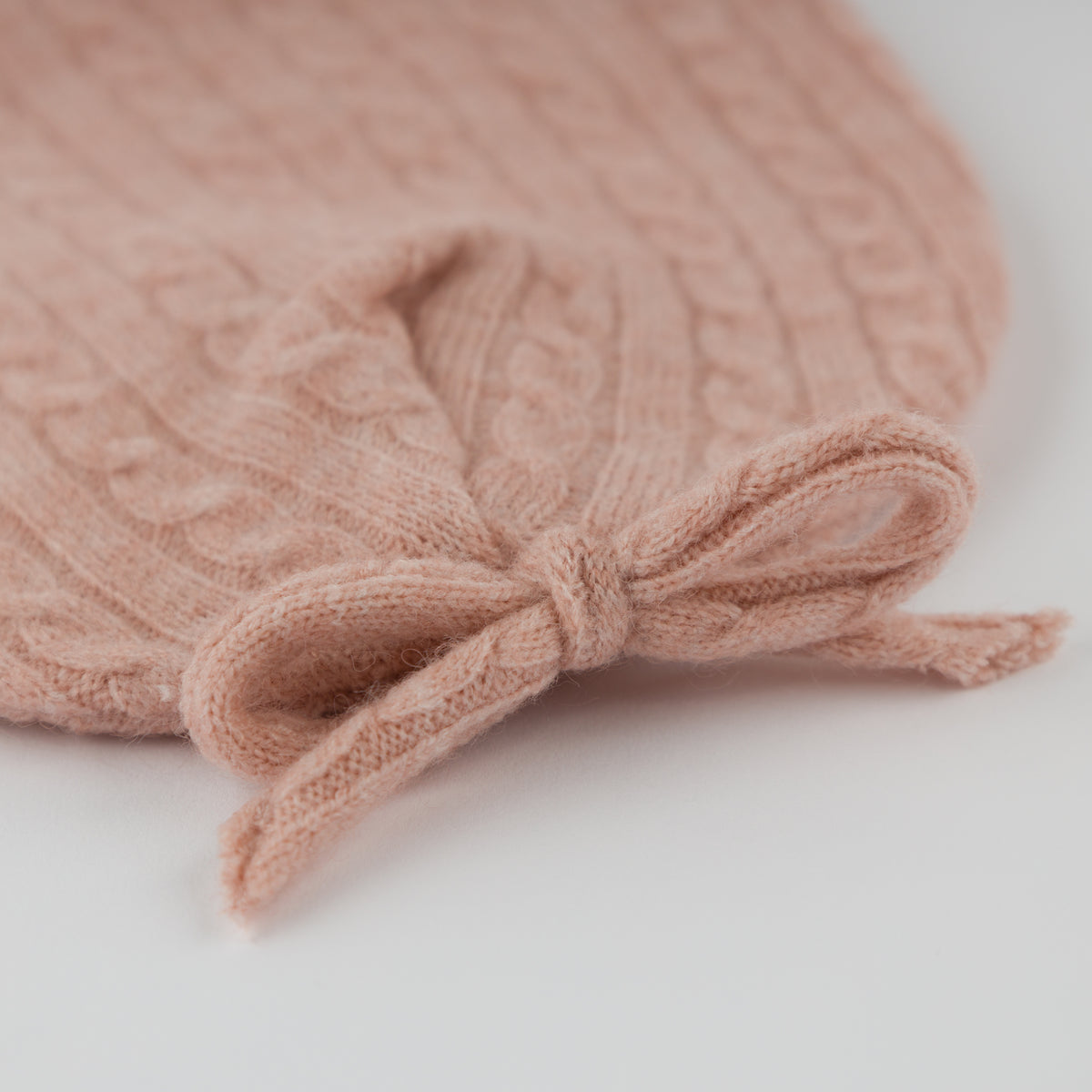 oh baby! Cable Knit Hat with Bow - Pale Pink - Bow
