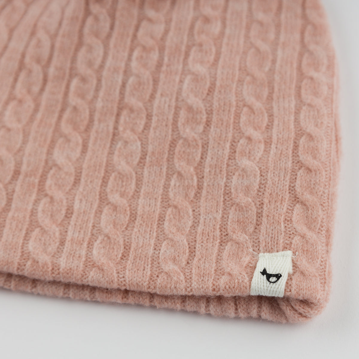 oh baby! Cable Knit Hat with Bow - Pale Pink - Close Up