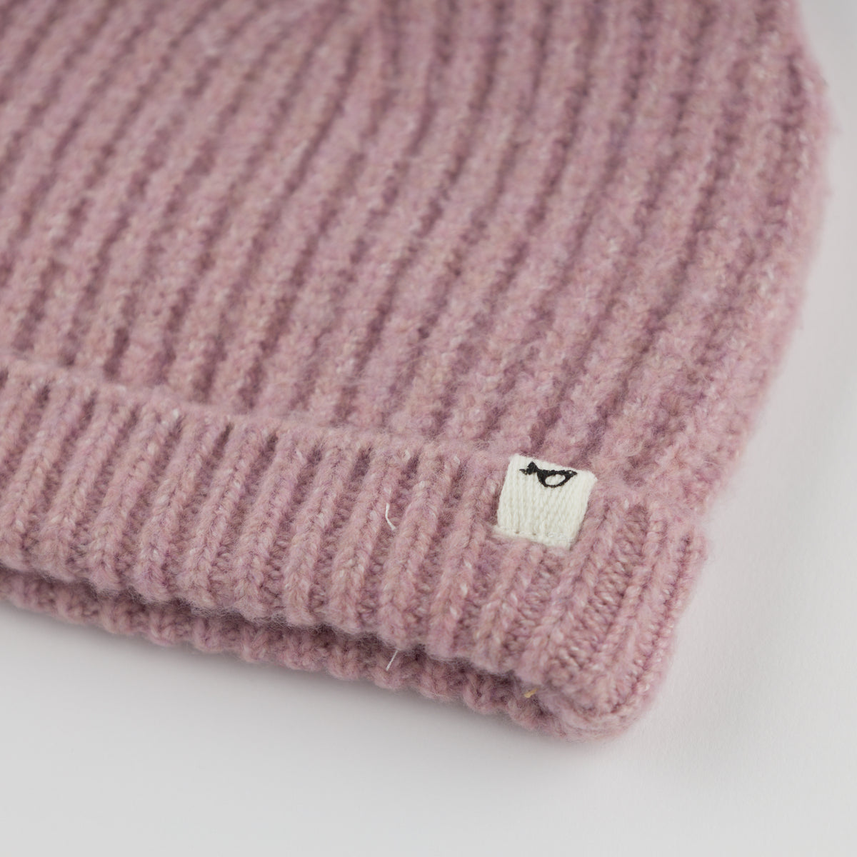 oh baby! Bow Knitted Hat - Dusty Pink - Cuff with Logo