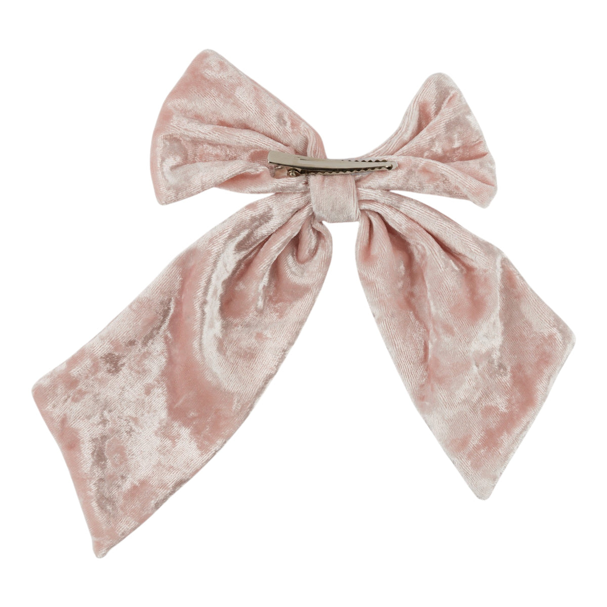 oh baby! Crushed Velvet Bow Clip - Pale Pink - Back