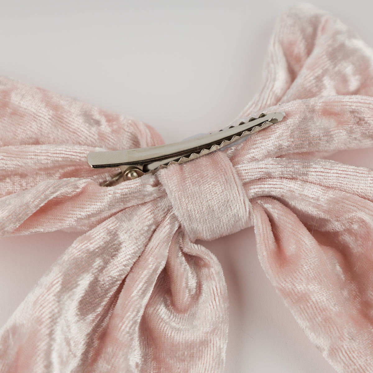 oh baby! Crushed Velvet Bow Clip - Pale Pink - Back