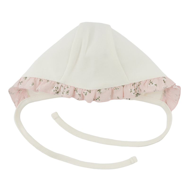 oh baby! Ruffle Bonnet - Pale Pink Apple Blossom - Oyster - Front