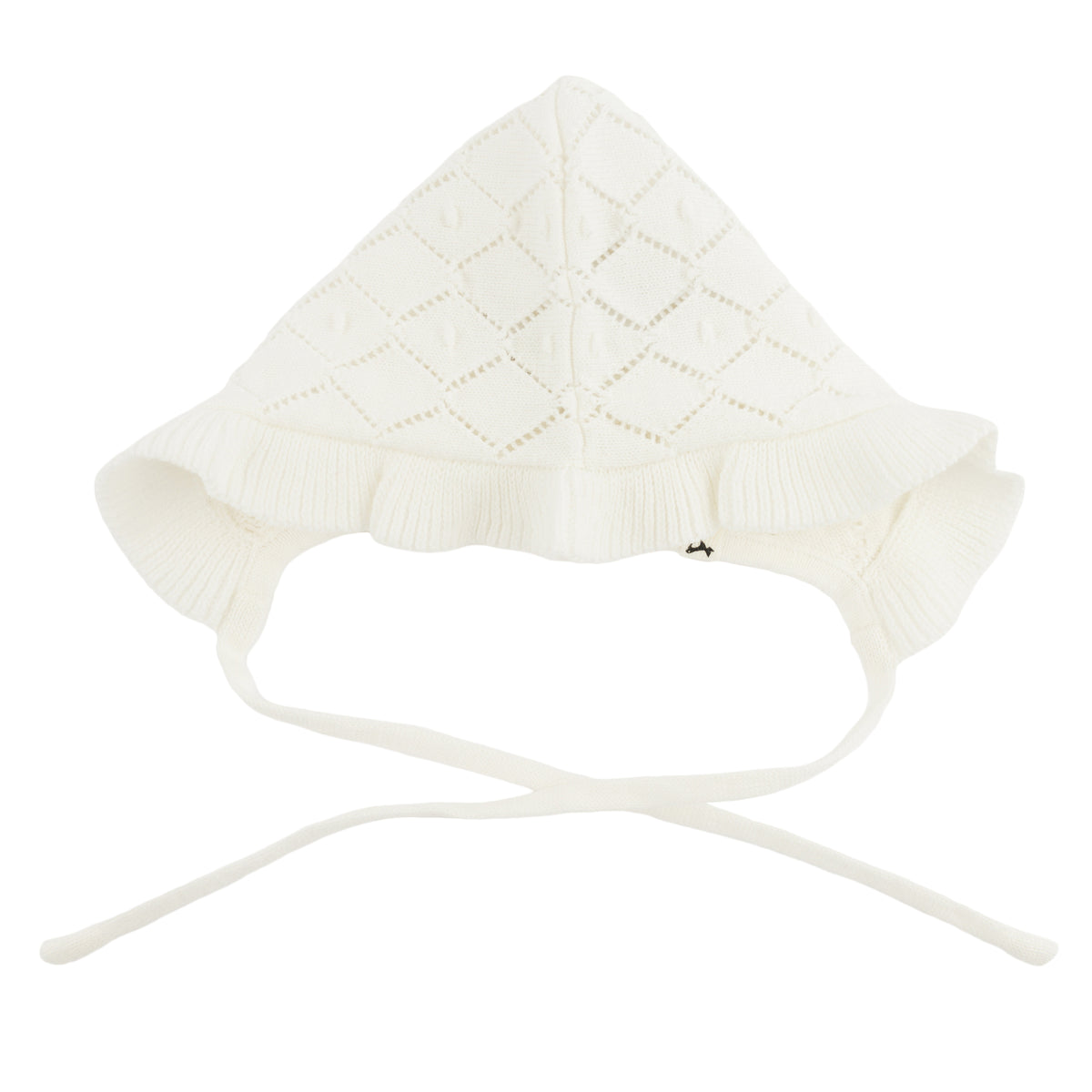 oh baby! Knitted Bonnet - Diamond Stitch - Oyster - Front