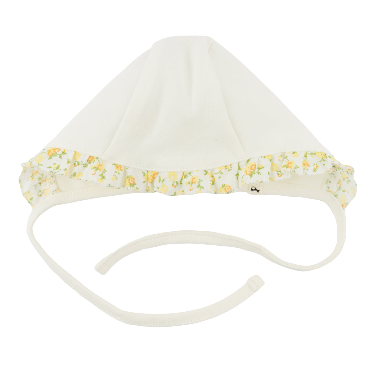 oh baby! Ruffle Bonnet - Lemon Poppy Sprig - Oyster - Front