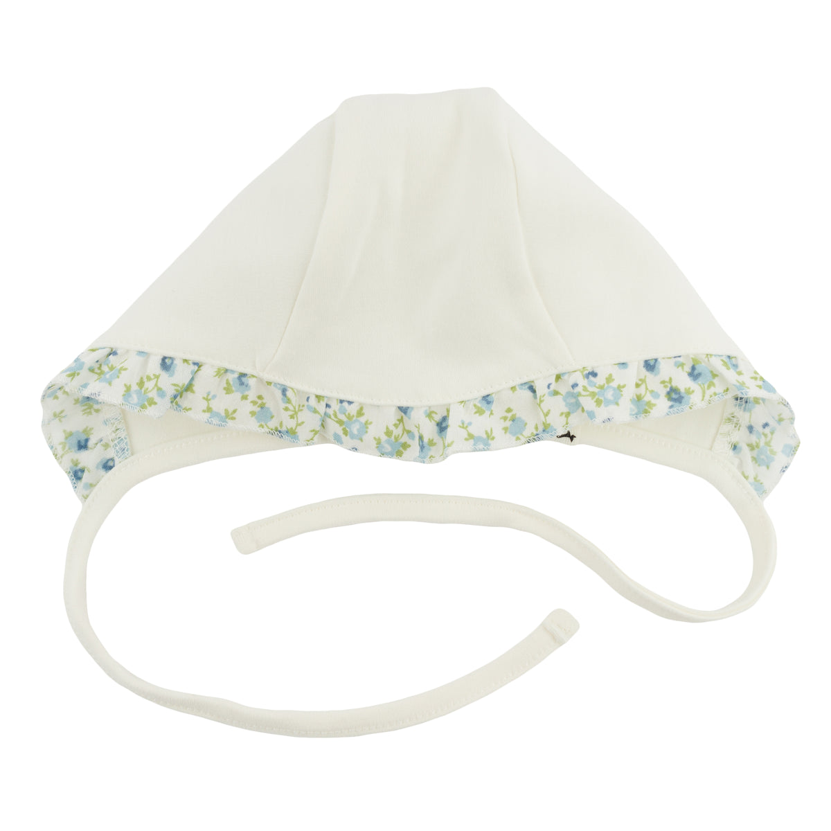 oh baby! Ruffle Bonnet - Sky Blue Poppy Sprig - Oyster - Front