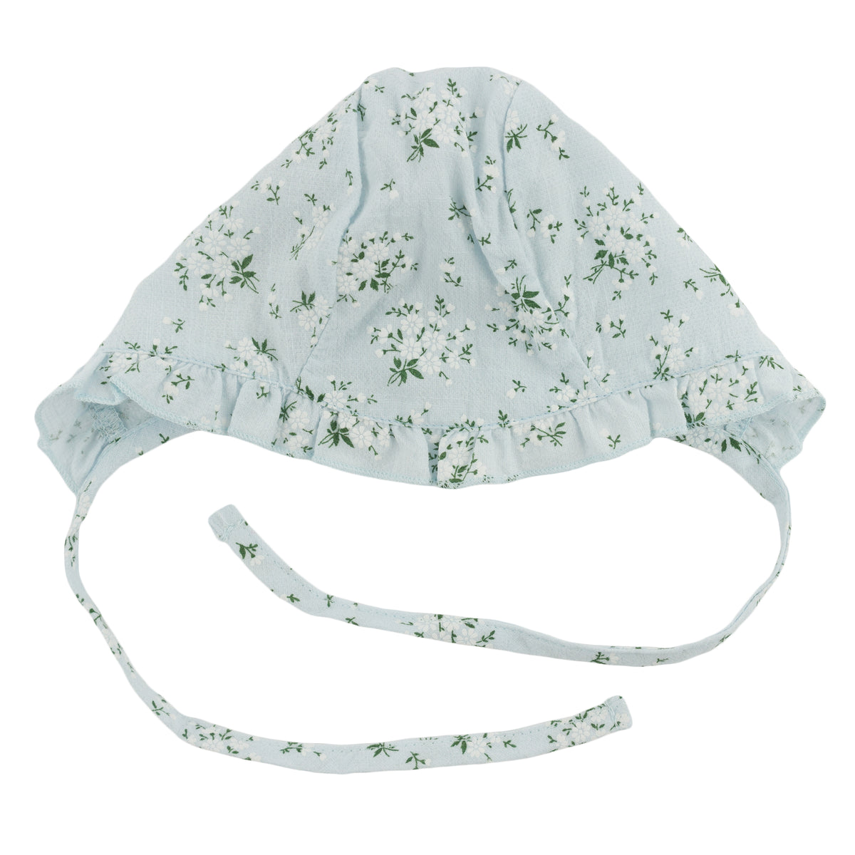 oh baby! Ruffle Bonnet - Apple Blossom - Sky Blue - Front