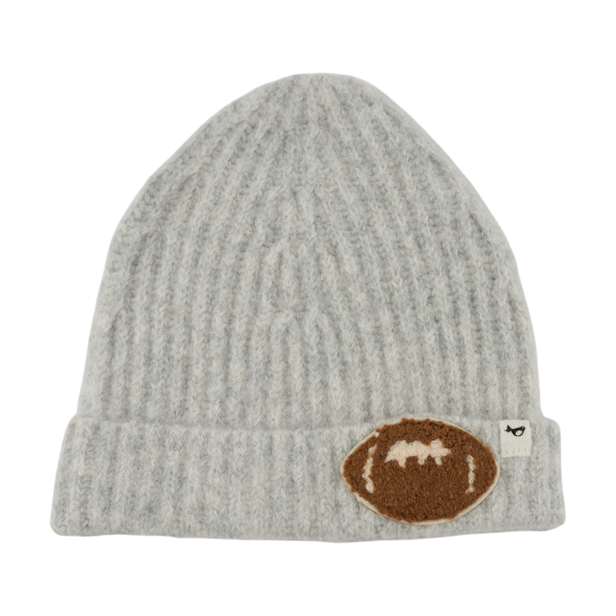 oh baby! Knitted Hat - Football Chenille Patch - Heather Gray