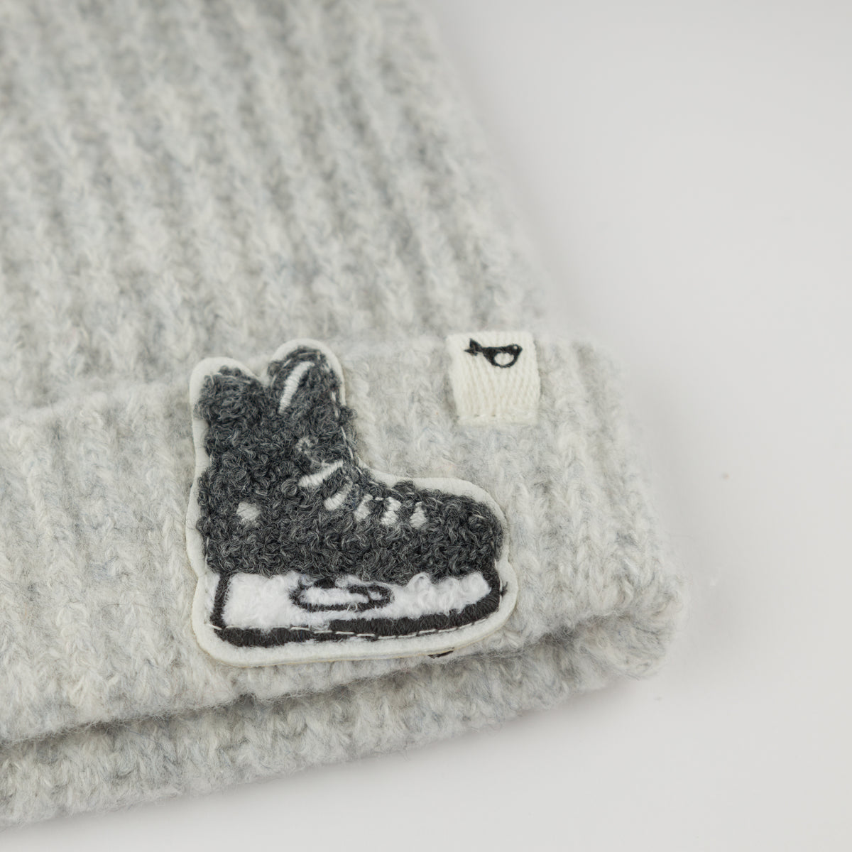 oh baby! Knitted Hat - Hockey Patch - Heather Gray - Hockey Patch