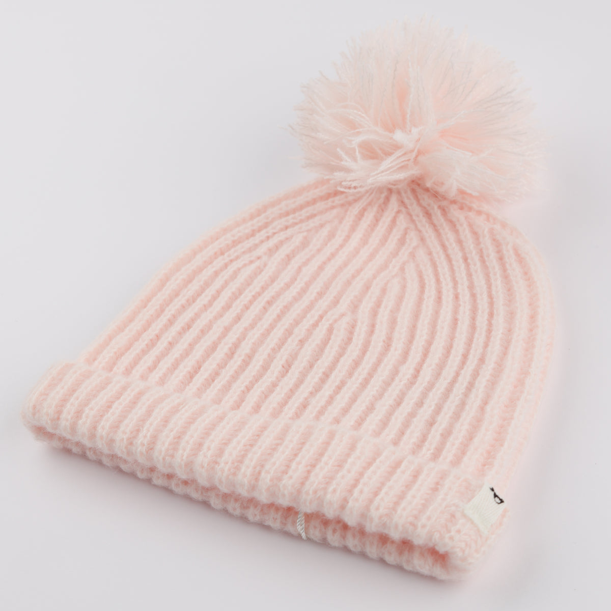 oh baby! Scandi Knit Pom Hat - Baby Pink - Flat Lay