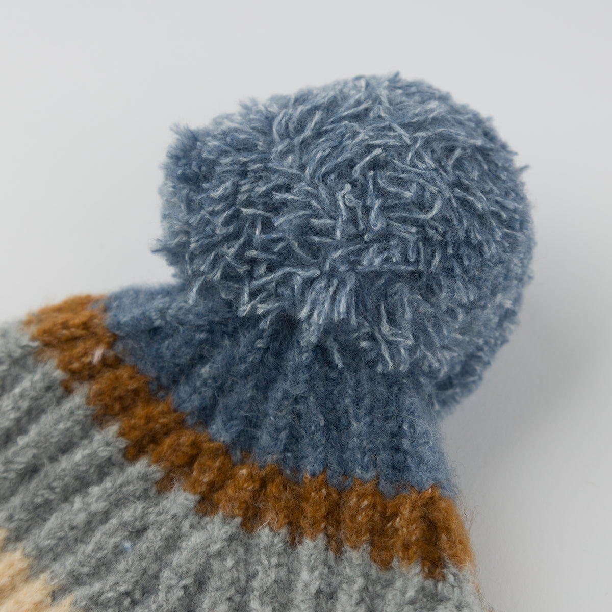 oh baby! Scandi Pom Hat - Multi Stripe - Dusty Blue - Pom