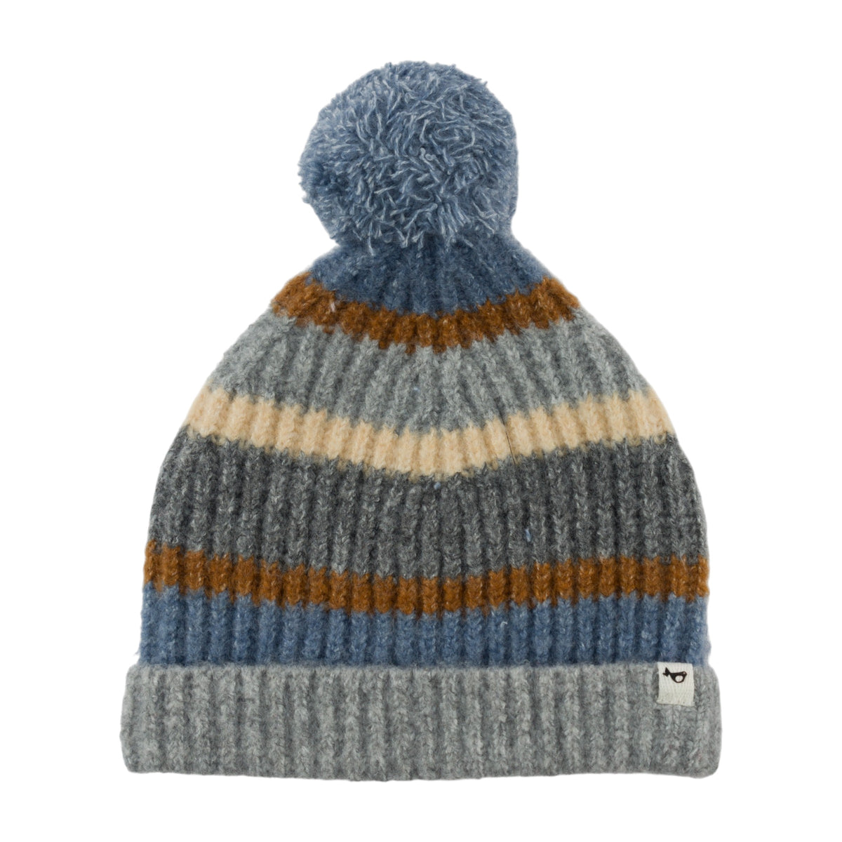 oh baby! Scandi Pom Hat - Multi Stripe - Dusty Blue