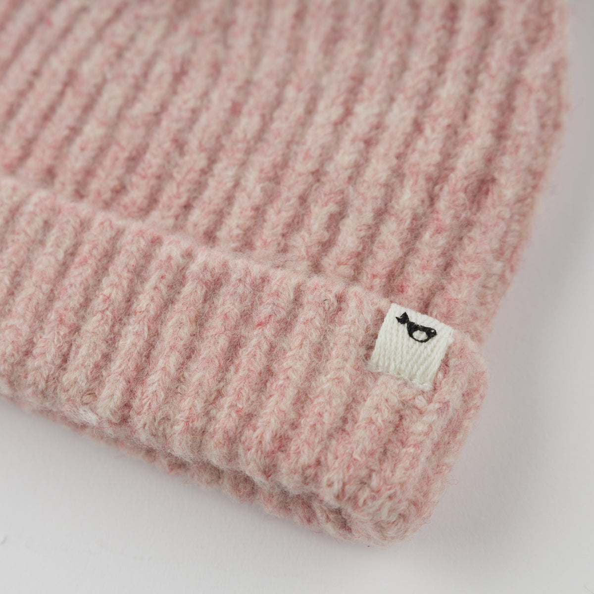 oh baby! Knitted Pom Hat - Blush - Cuff with Logo