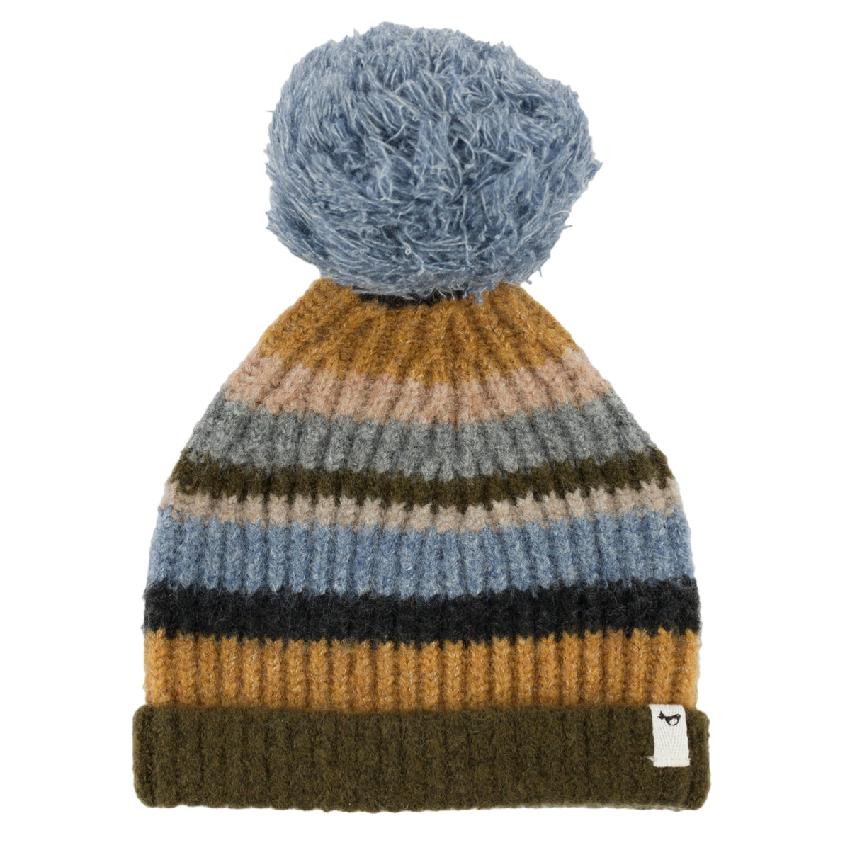 oh baby! Multi Stripe Scandi Pom Hat - Forest