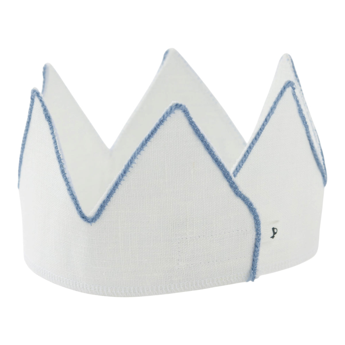 oh baby! Birthday Crown - three - Fog Embroidered Trim on Oyster Linen - Back
