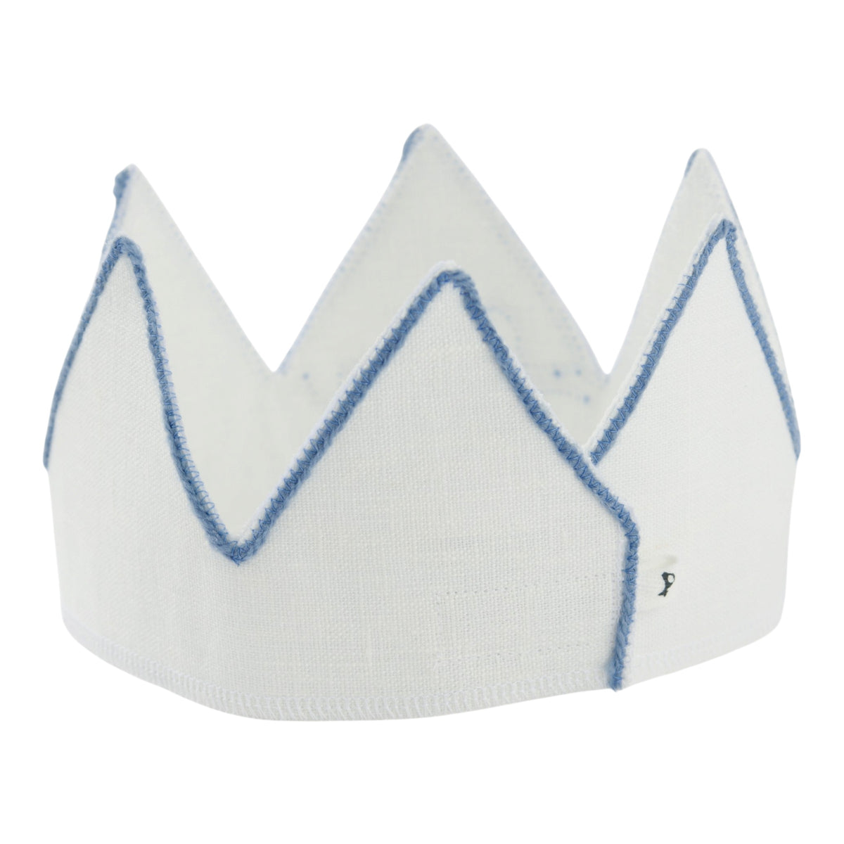 oh baby! Birthday Crown - four - Fog Embroidered Trim on Oyster Linen - Back