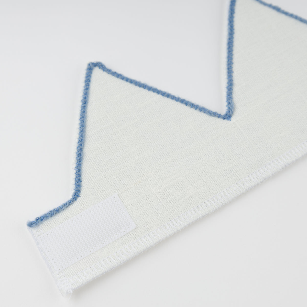 oh baby! Birthday Crown - four - Fog Embroidered Trim on Oyster Linen - Velcro Trim
