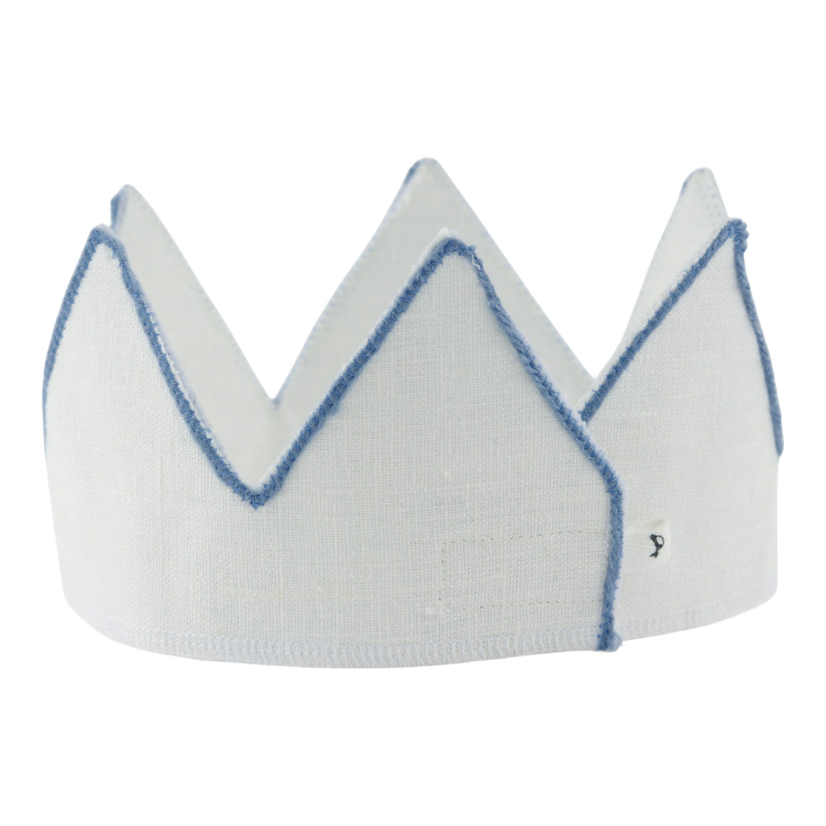oh baby! Birthday Crown - one - Fog Embroidered Trim on Oyster Linen - Back