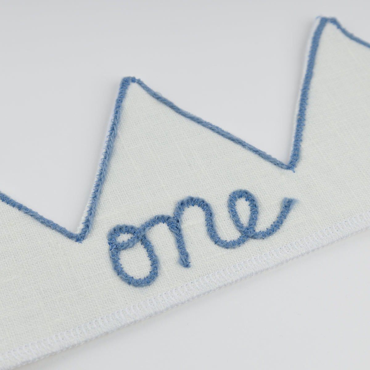 oh baby! Birthday Crown - one - Fog Embroidered Trim on Oyster Linen - One Embroidery