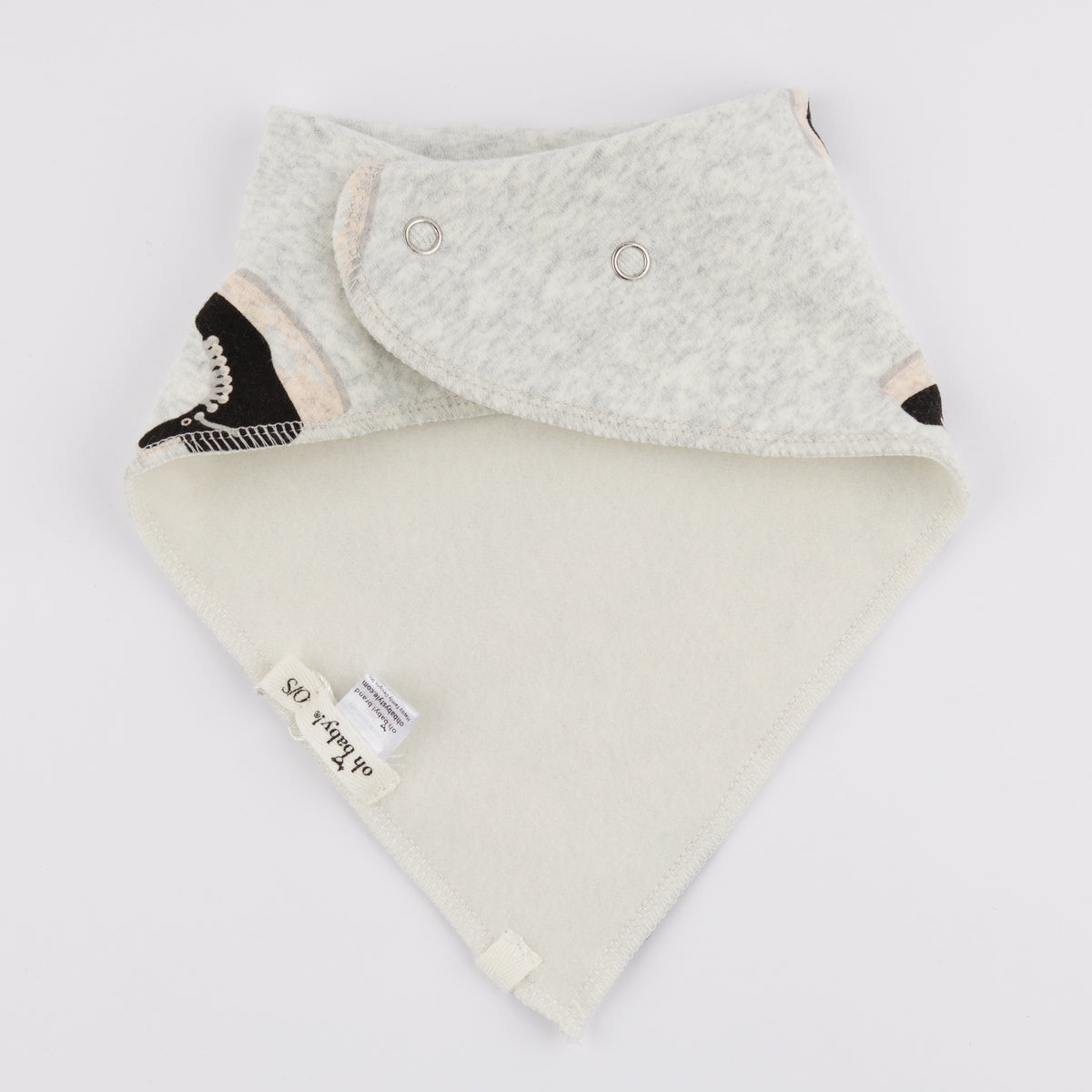 oh baby! Bandana Bib - Hockey Print - Heather Gray - Back