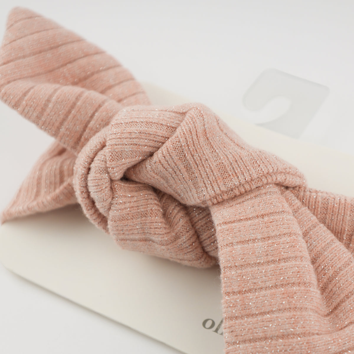 oh baby! Tie Turban - Sparkle Wide Rib - Pale Pink - Close