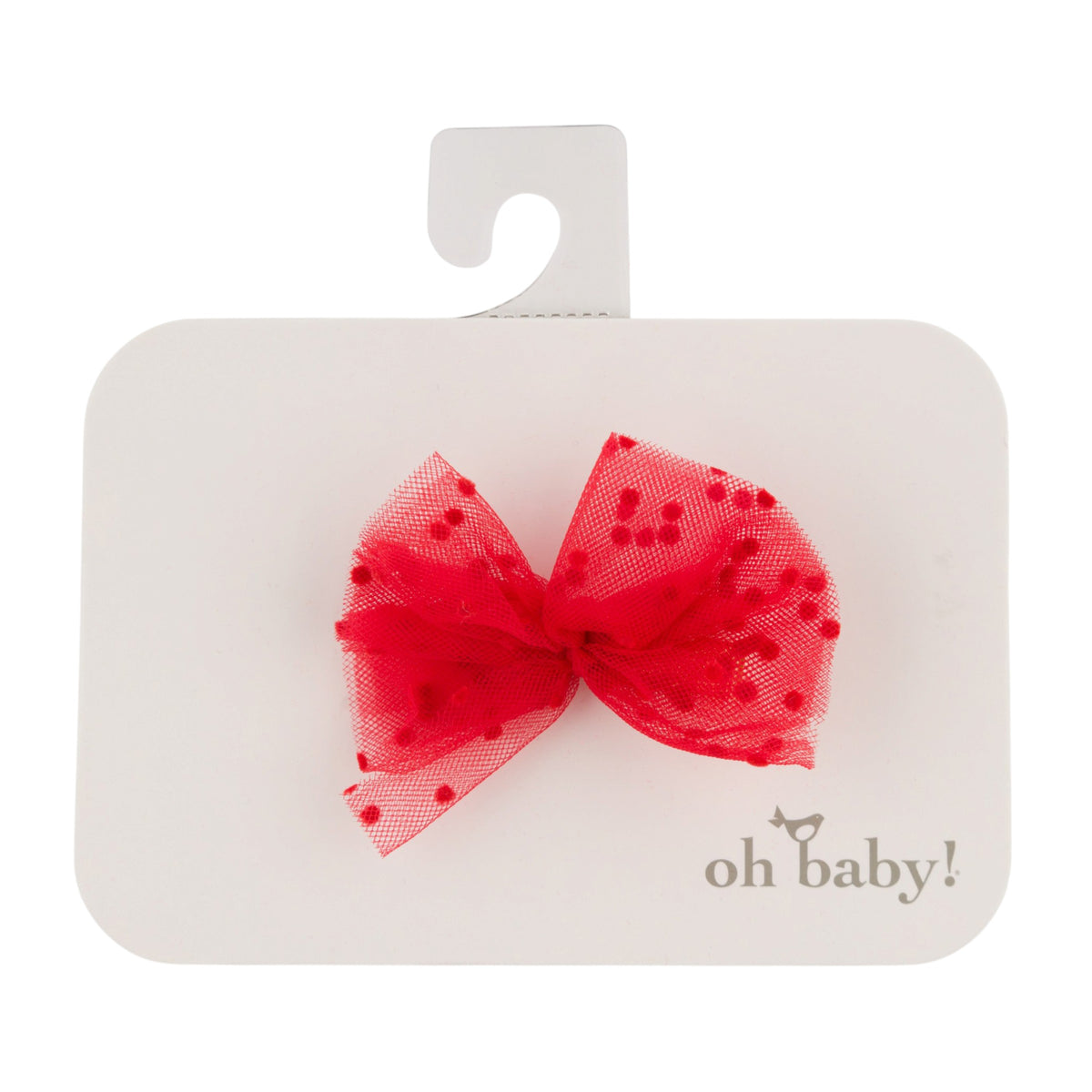 oh baby! Mini Velvet Dot Bow Clip - Ruby