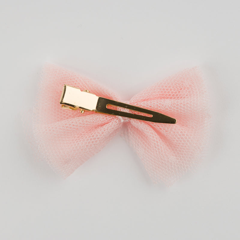 oh baby! Bobinette Bows Gathered Bow Clip - Pale Pink - Back