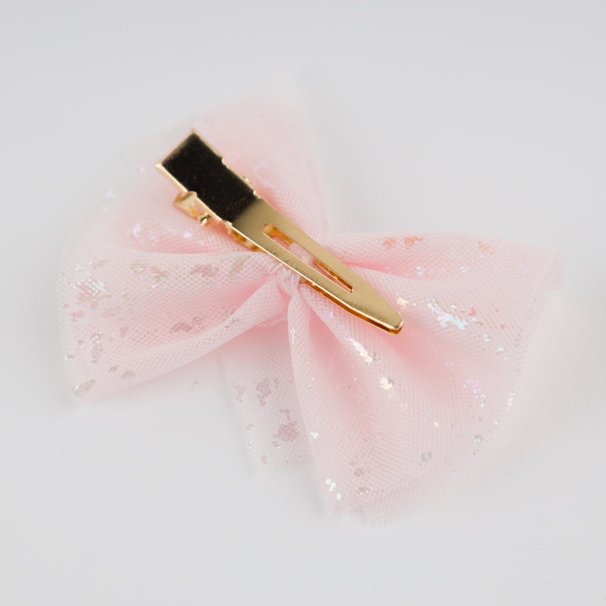 oh baby! Iridescent Mini Glinda Bow Clip - Pink - Alligator Clip
