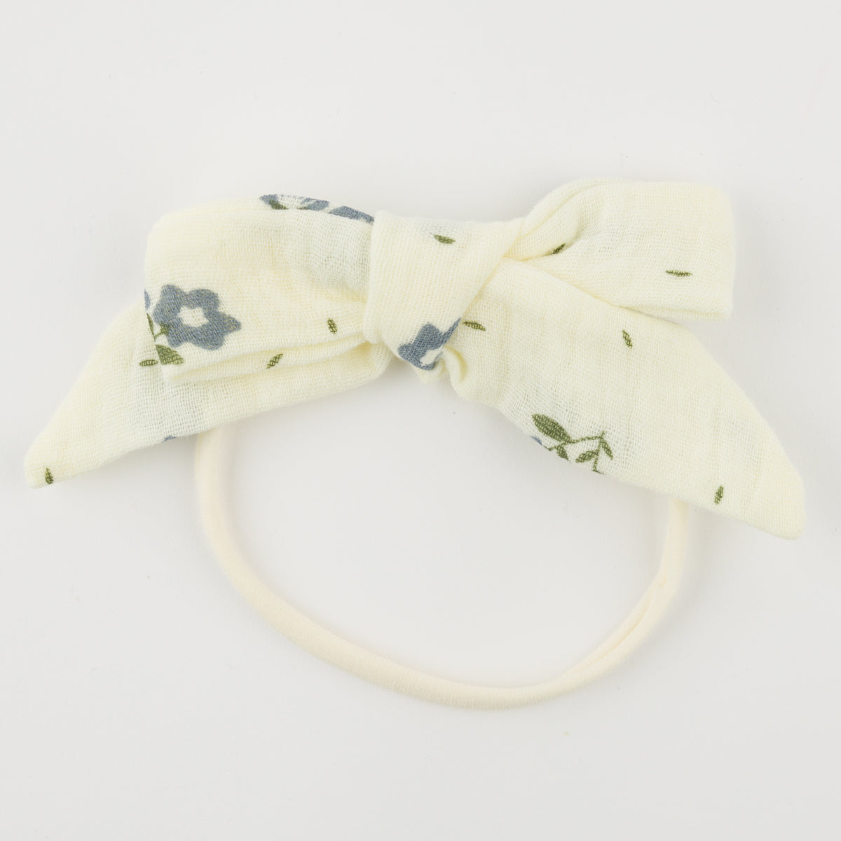 oh baby! Nylon Headband - Bellflower Flower Print Bow - Indigo