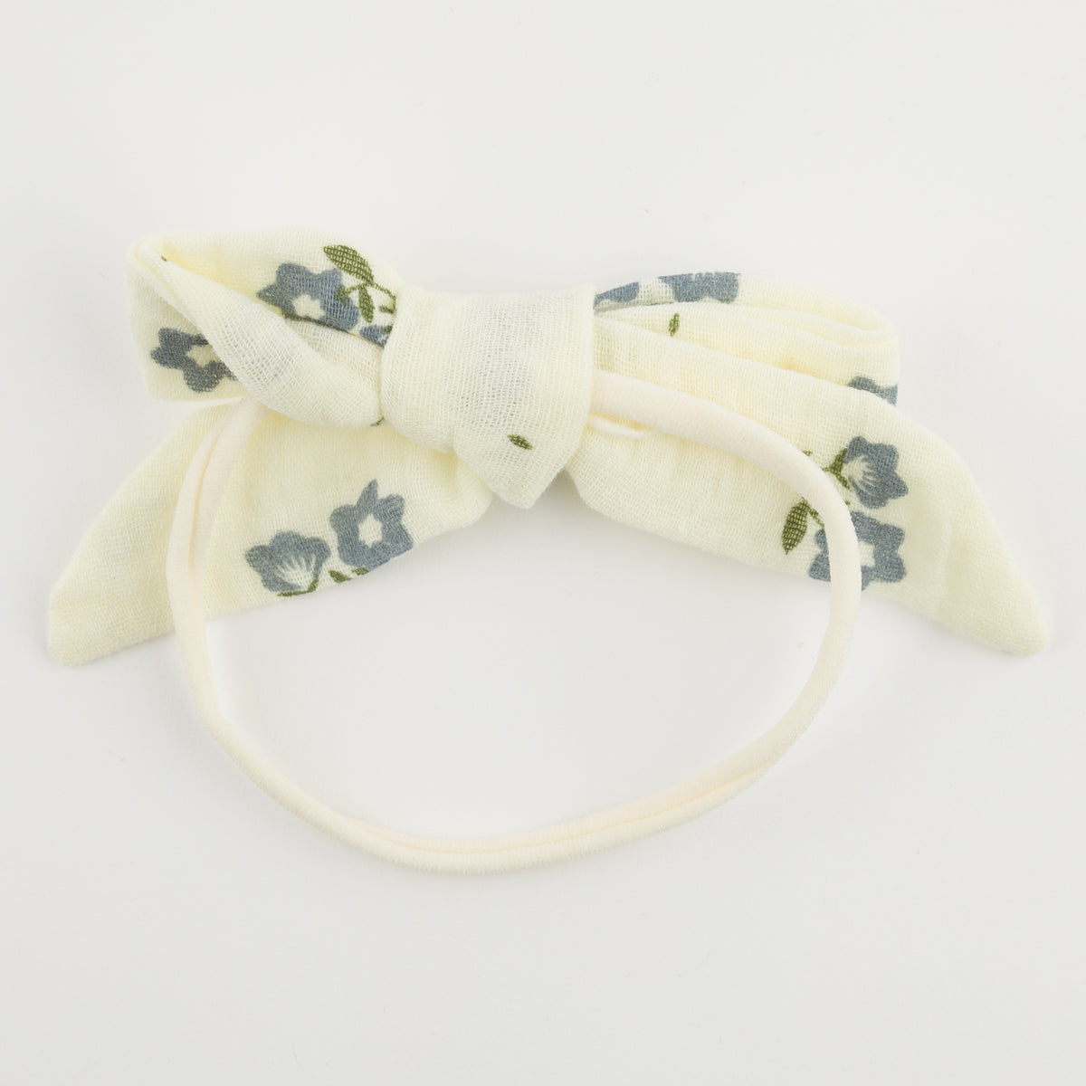 oh baby! Nylon Headband - Bellflower Flower Print Bow - Indigo - Alt View
