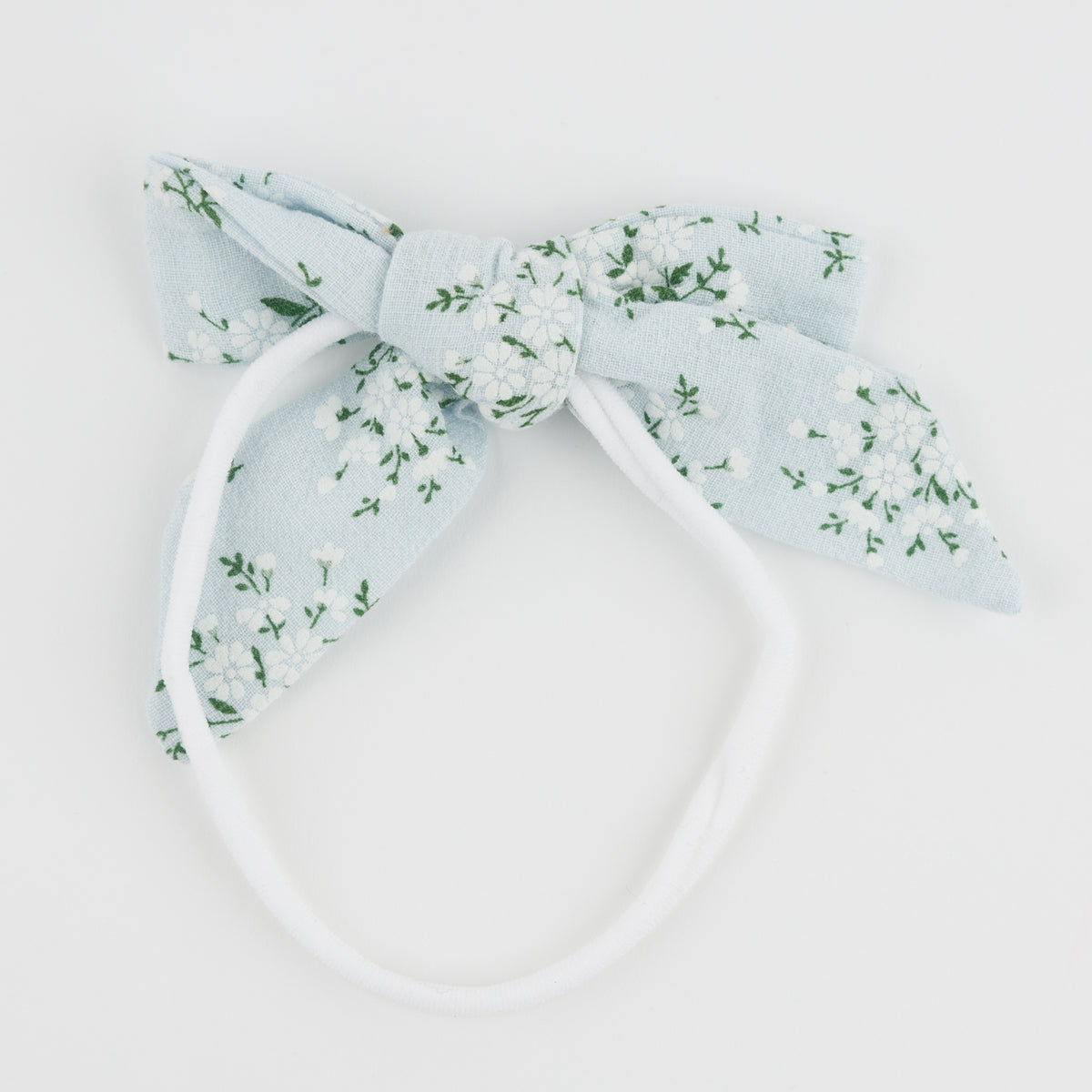 oh baby! Apple Blossom Bow on Nylon Headband - Sky Blue - Back