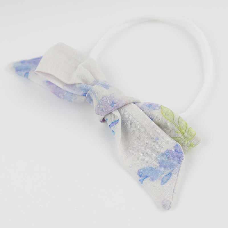 oh baby! Watercolor Lilacs Bow on Nylon Headband - Lilac - Close-up
