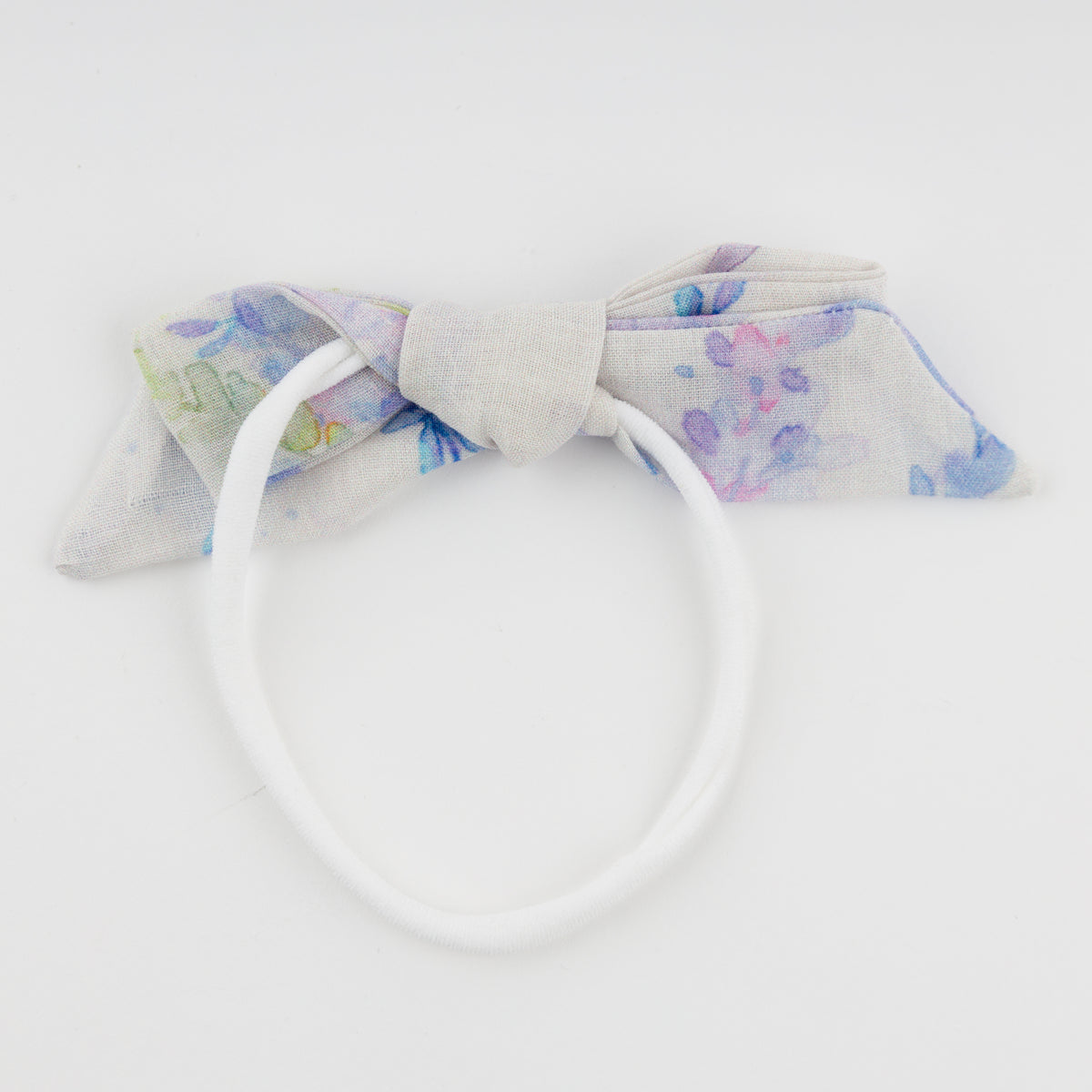 oh baby! Watercolor Lilacs Bow on Nylon Headband - Lilac - Back