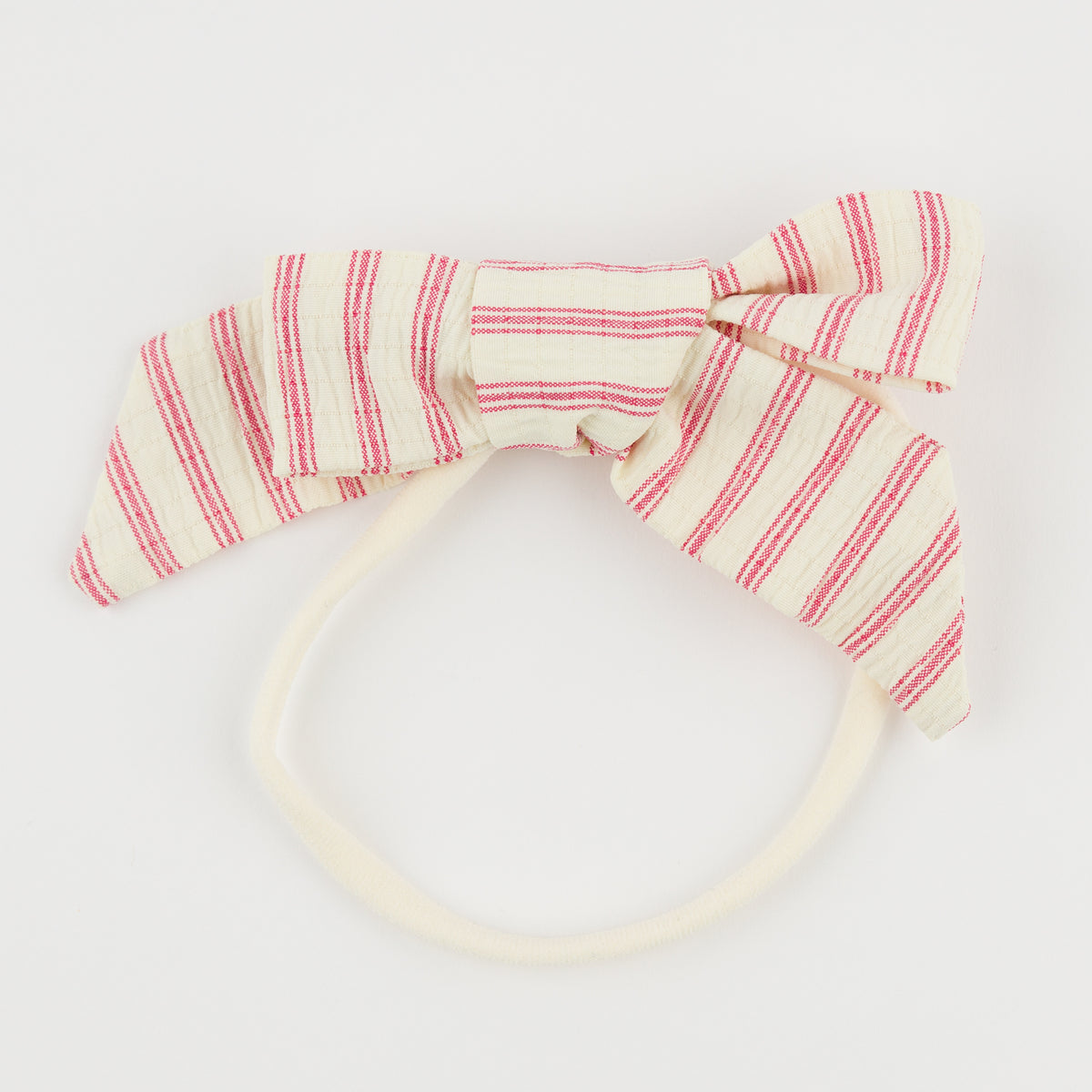 oh baby! Nylon Headband - Stripes Bow - Red Cherry