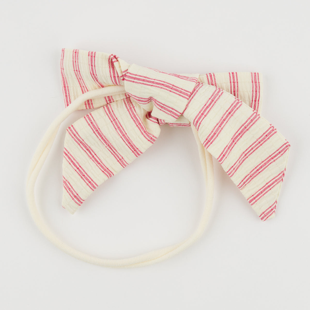 oh baby! Nylon Headband - Stripes Bow - Red Cherry
