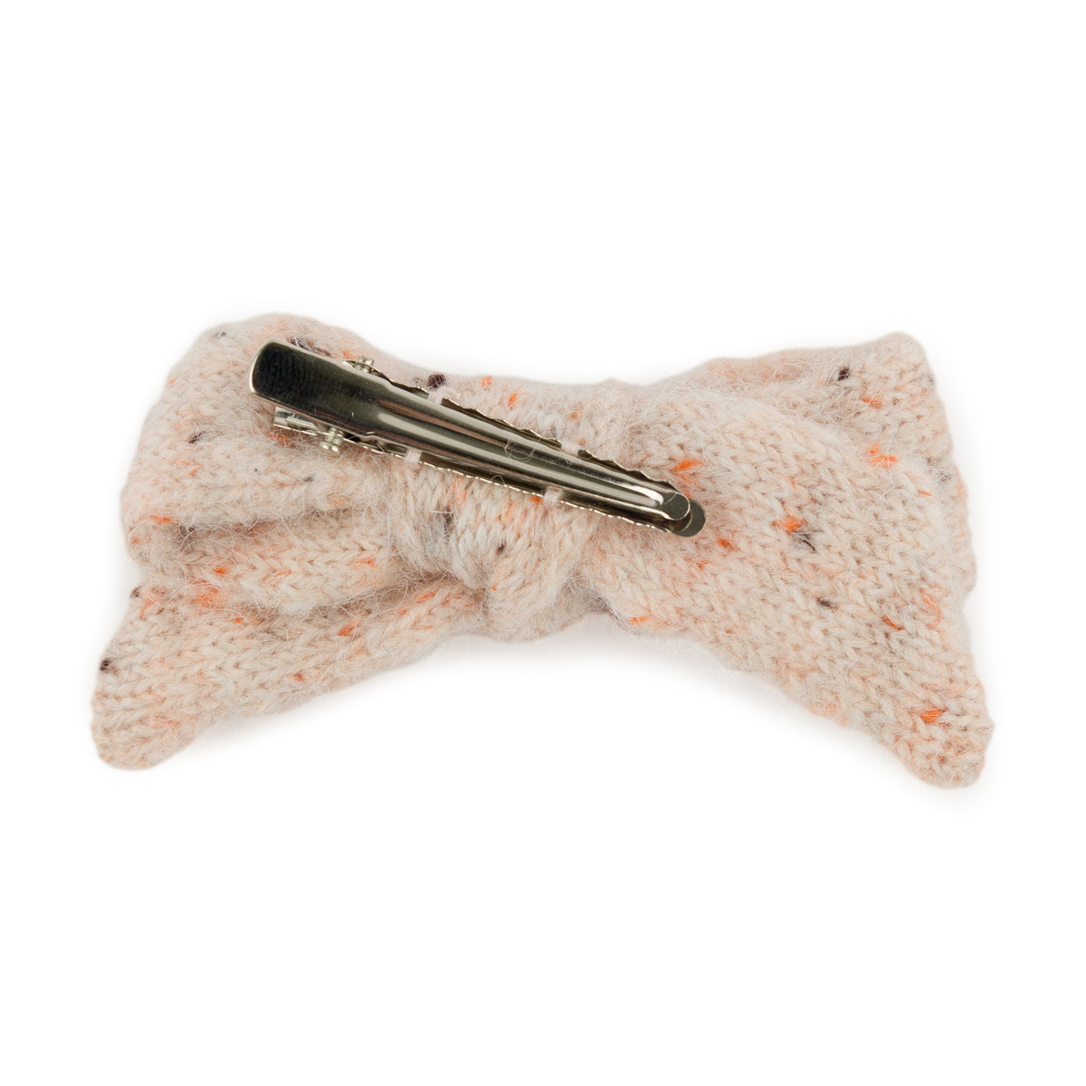 oh baby! Speckled Scandi Tie Bow Hair Clip - Pale Pink - Back