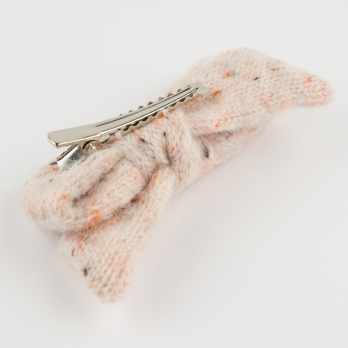 oh baby! Speckled Scandi Tie Bow Hair Clip - Pale Pink - Side