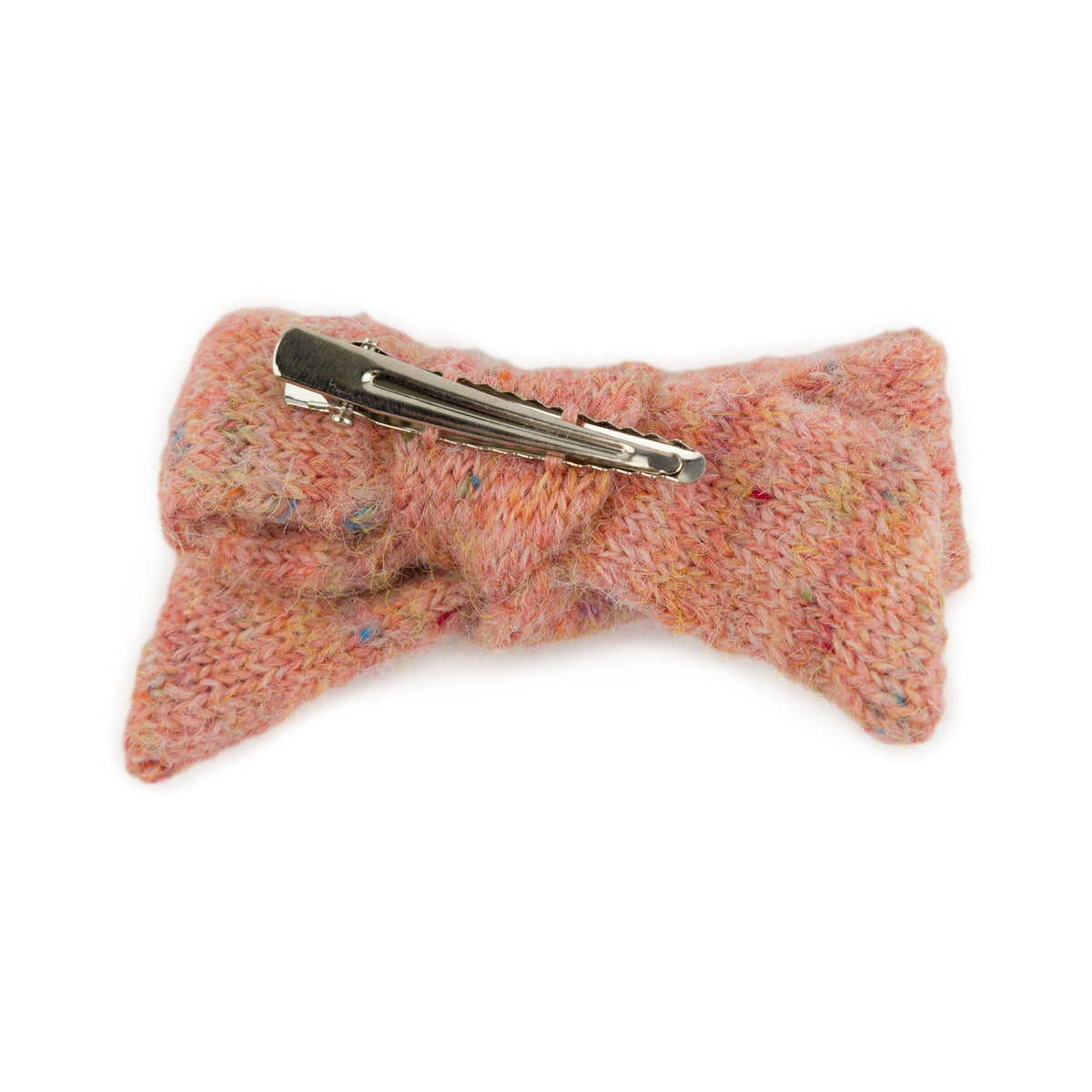 oh baby! Speckled Scandi Tie Bow Hair Clip - Warm Pink - Back