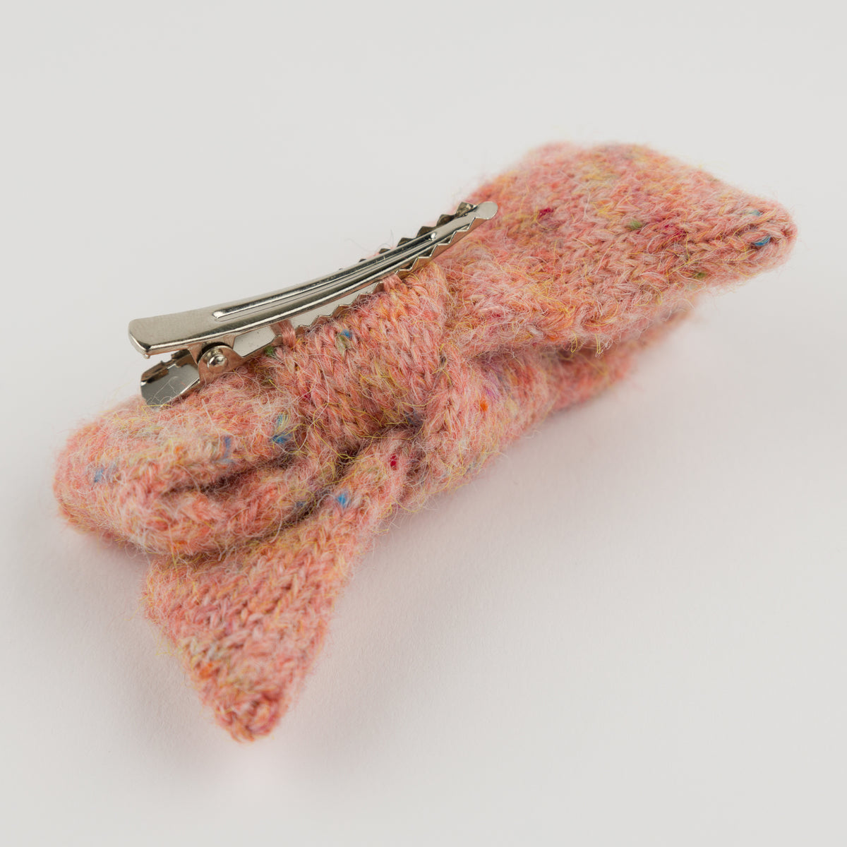 oh baby! Speckled Scandi Tie Bow Hair Clip - Warm Pink - Side