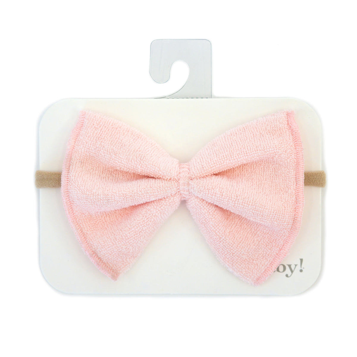 oh baby! Cotton Terry Bow Nylon Headband - Pale Pink