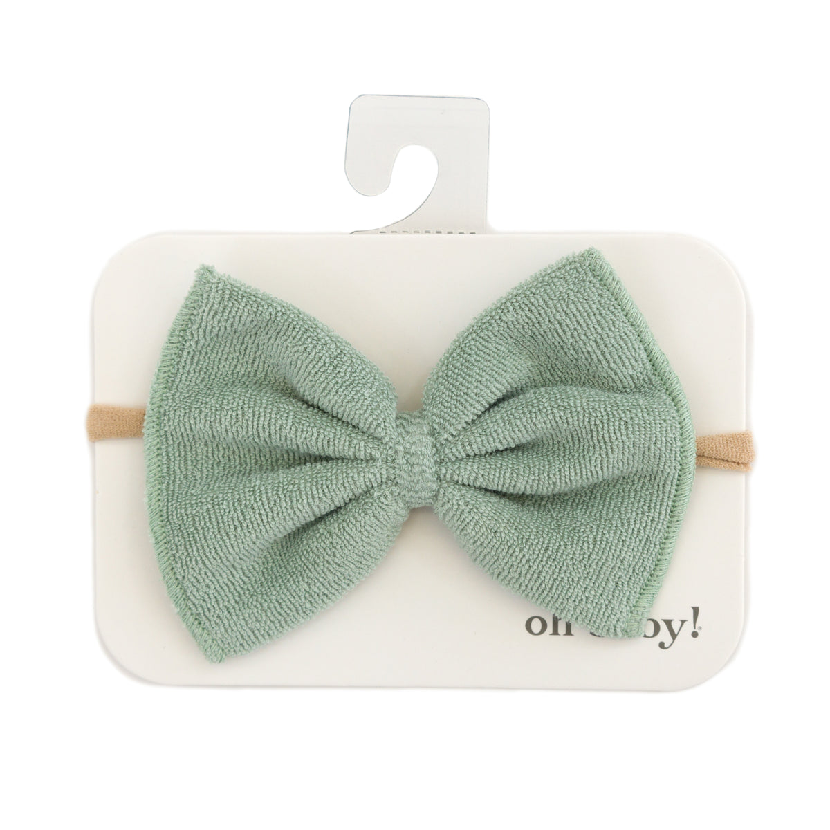 oh baby! Cotton Terry Bow Nylon Headband - Sage