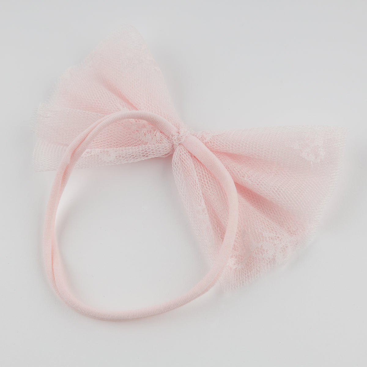 oh baby! Bobinette Bows Gathered Bow Nylon Headband - Pale Pink - Back